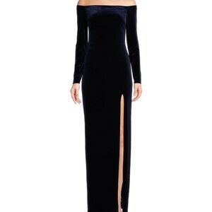 Pear Culture Velvet Long Sleeve Off-The-Shoulder Slim Long Dress 13/14 large